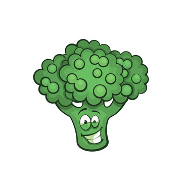 Broccoli icon. Cartoon character. Isolated vector illustration.