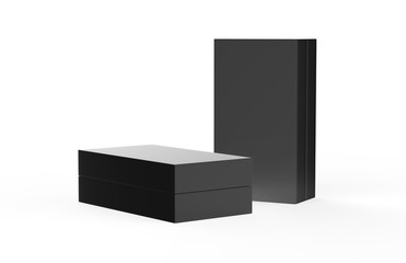 Template of blank closed cardboard box on isolated white background, packaging box mock up, 3d illustration