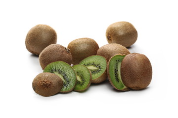 Kiwi fruit slices isolated on white background