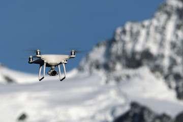 Close-up of drone flying in front of Mount Shuksan in autumn from Mount Baker-Snoqualmie National Forest