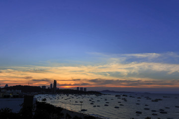 Siluette Pattaya Beach Chon Buri after sunset