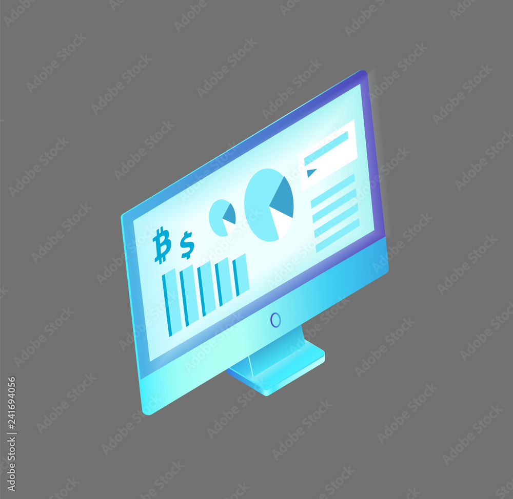 Aufkleber computer monitor with data vector illustration