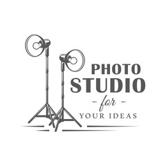 Photo studio label isolated on white background