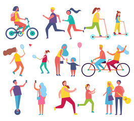 Family Mom Child with Balloon Vector Illustration