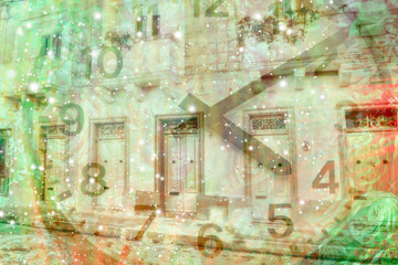 Magic old watch, vintage background