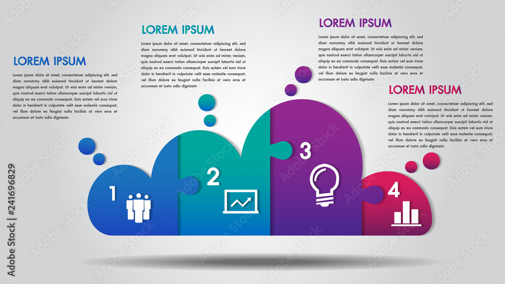 Poster cloud design business infographics 4 steps options puzzle vector for chart, diagram, web design, pre