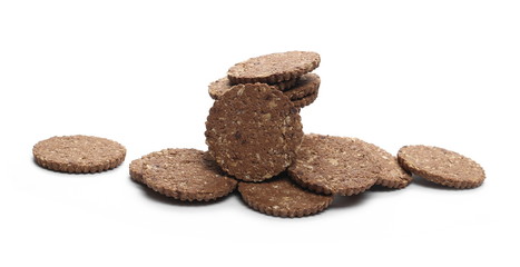 Integral oatmeal cookies with chocolate isolated on white background