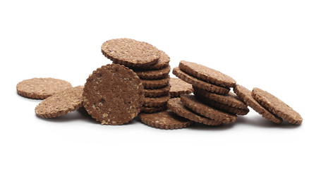 Integral oatmeal cookies with chocolate isolated on white background