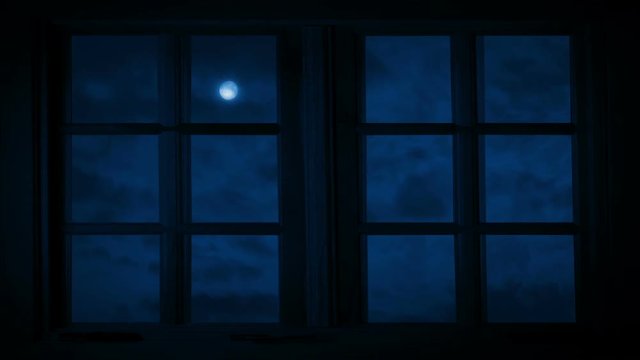Night Sky And Moon Seen Through Windows