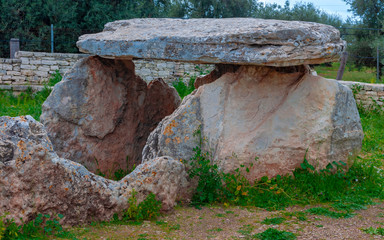 Dolmen Della Chianca at Sunset, a Prehistoric Building in Bisceglie, Apulia, Italy
