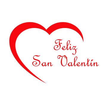 Logotipo con texto Feliz San Valentín con corazón en espacio negativo en rojo