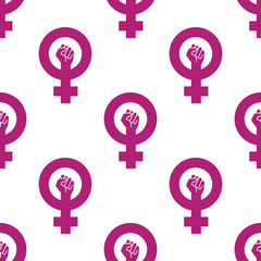 Icono plano patrón con símbolo feminista en color morado