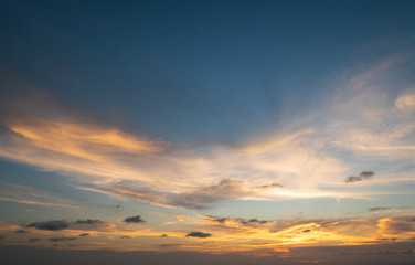 Abstract Colorful sky with sunset view in the evening or sunrise and clouds background in the morning in nature concept.
