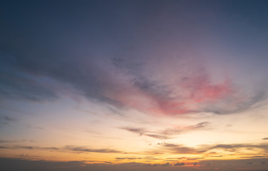 Abstract Colorful sky with sunset view in the evening or sunrise and clouds background in the morning in nature concept.