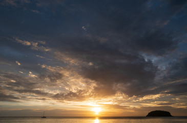 Abstract Colorful sky with sunset view in the evening or sunrise and clouds background in the morning in nature concept.