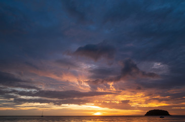 Abstract Colorful sky with sunset view in the evening or sunrise and clouds background in the morning in nature concept.