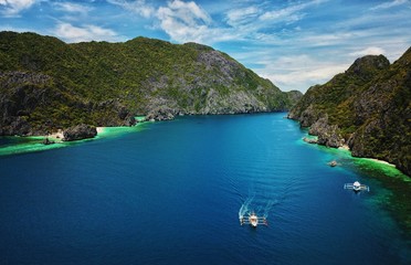 An aerial shot of Palawan Islands in the Philippines