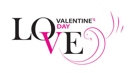 Valentine's Day Poster, Label or Holiday Card.  Vector Illustration.