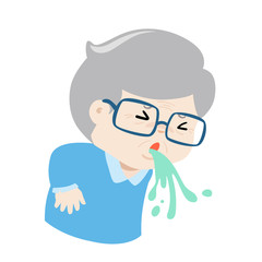 Grandpa vomiting cartoon vector
