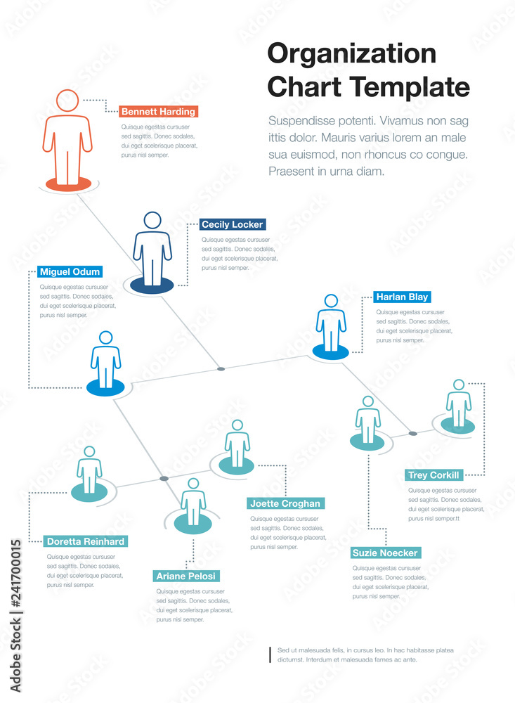 Poster Simple company organization hierarchy chart template with place for your content. Easy to use for your website or presentation.
