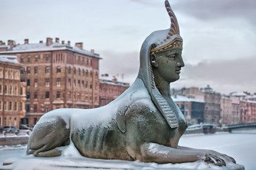  Egyptian sphinx near the bridge over Fontanka river, St Petersburg