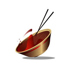 illustration of a bowl with chopstick thai