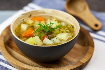 Cucumber soup made of pickled cucumbers