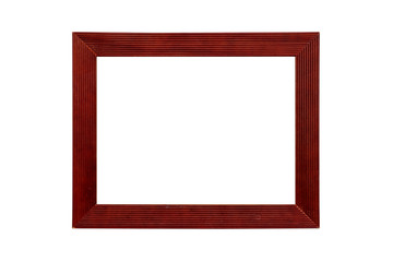 red wood picture frame, isolated on white
