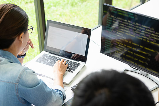 Programmer working in a software development and coding technologies. Website design.Technology concept.