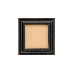 old black wood picture frame with passepartout, isolated on white