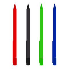 Set of Pen. Set of pen red, black, green and blue color. Vector illustration. EPS 10.