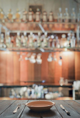 old wooden table in the club