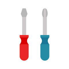 Screwdrivers isolated on white background. Flat and Phillips screwdriver.The .Vector illustration. EPS 10.