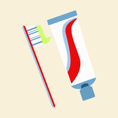 Toothbrush and toothpaste. Vector illustration. EPS 10.