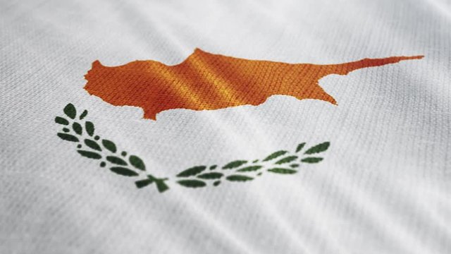 Cyprus flag is waving 3D animation. Symbol of Cyprus national on fabric cloth 3D rendering in full perspective.