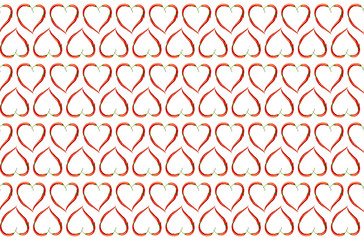 pop art pattern of heart-shaped peppers