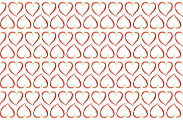 pop art pattern of heart-shaped peppers