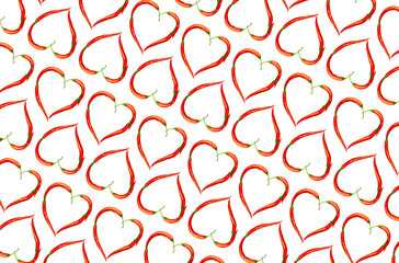 pop art pattern of heart-shaped peppers