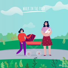 Mom With Kids In Park