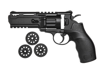 pneumatic pistol isolated on white