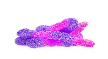 Gummy worms candy on a white background