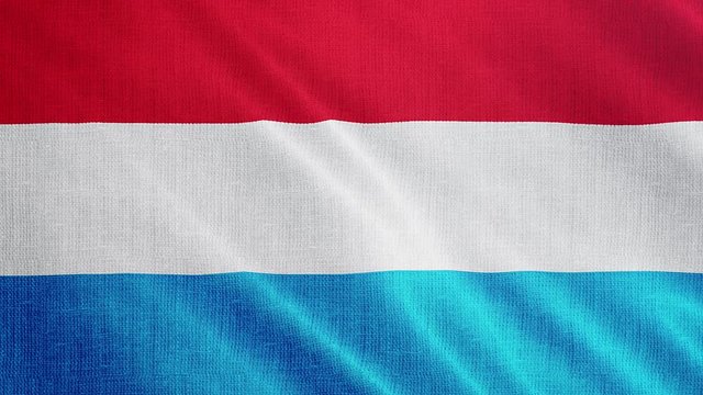 Luxembourg flag is waving 3D animation. Symbol of Luxembourg national on fabric cloth 3D rendering in full perspective.