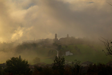 Photographs of views from Mount Penice of a cloudy landscape