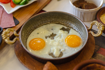 Turkish Breakfast on the table,close up,
