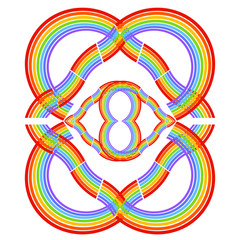 Intricate rainbow hearts pattern, symbol of infinity
