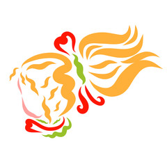 Obraz premium head of a girl with a magnificent tail on her head and a bow in the shape of a heart