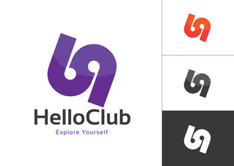 Initial Number 69 Number Linked Uppercase Logo Design Template Violet in White Background.