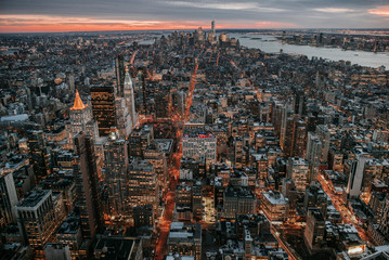 Obraz premium Manhatten at Night,New York,Empire State Building