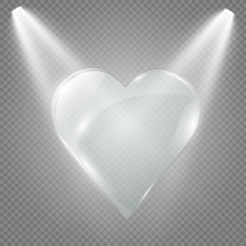 Glass heart on a transparent background, illustration.