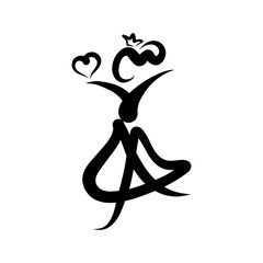 Merry princess dancing with heart in her hand